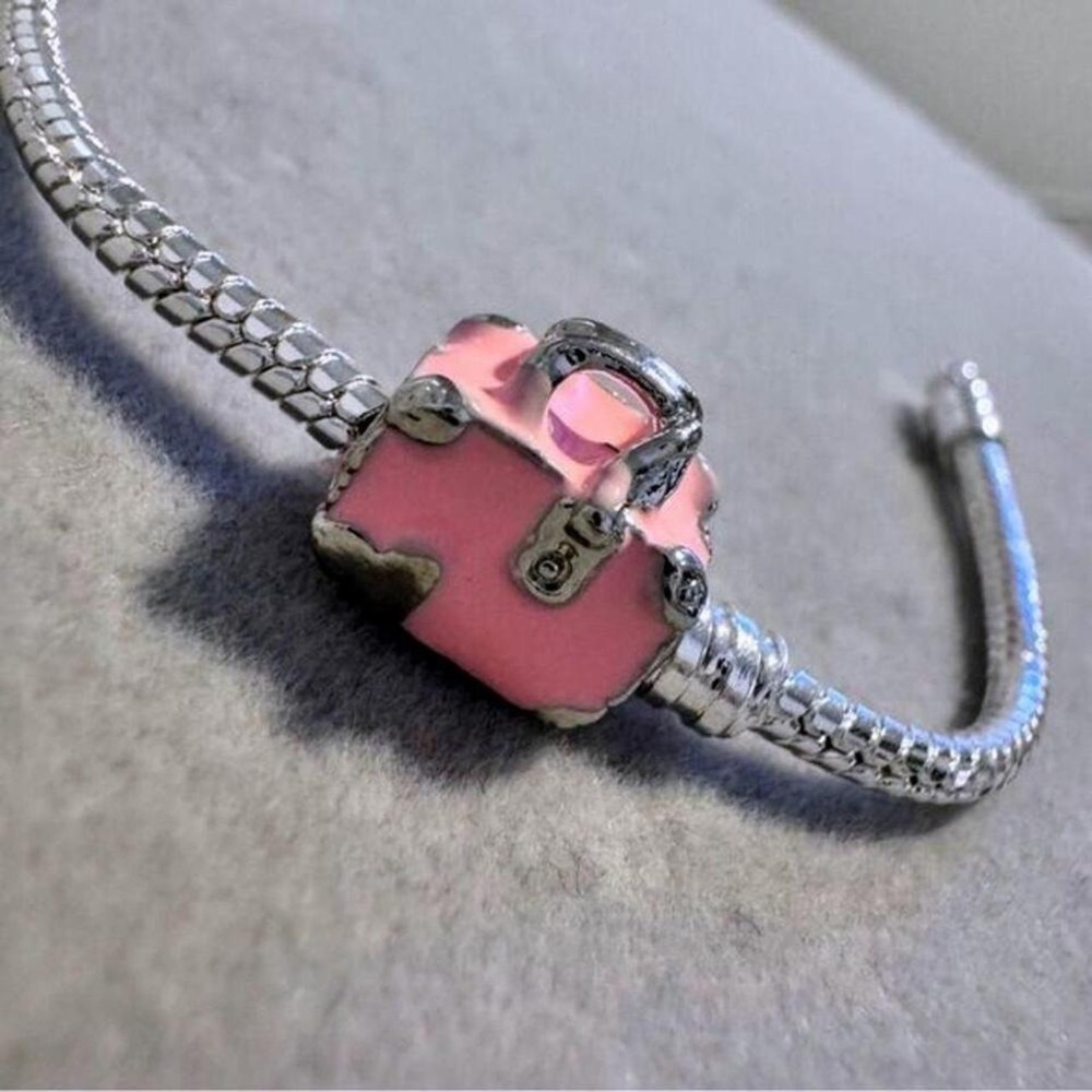 Pink Travel Bag‎ Charm fits PANDORA - Picture 3 of 8